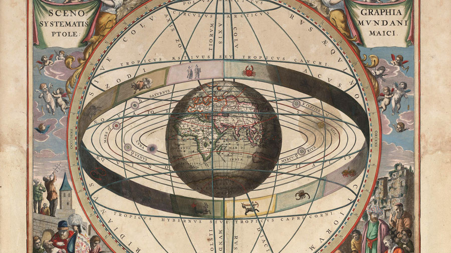 プトレマイオスの天動説にもとづく天球図（1660年）
