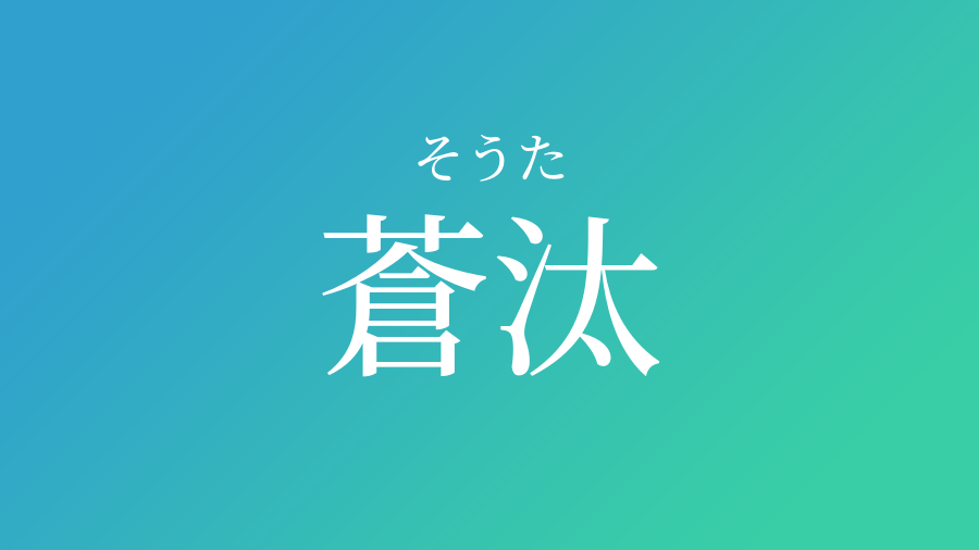 蒼汰 そうた という男の子の名前 読み方や意味 赤ちゃん命名 名前辞典 ネムディク